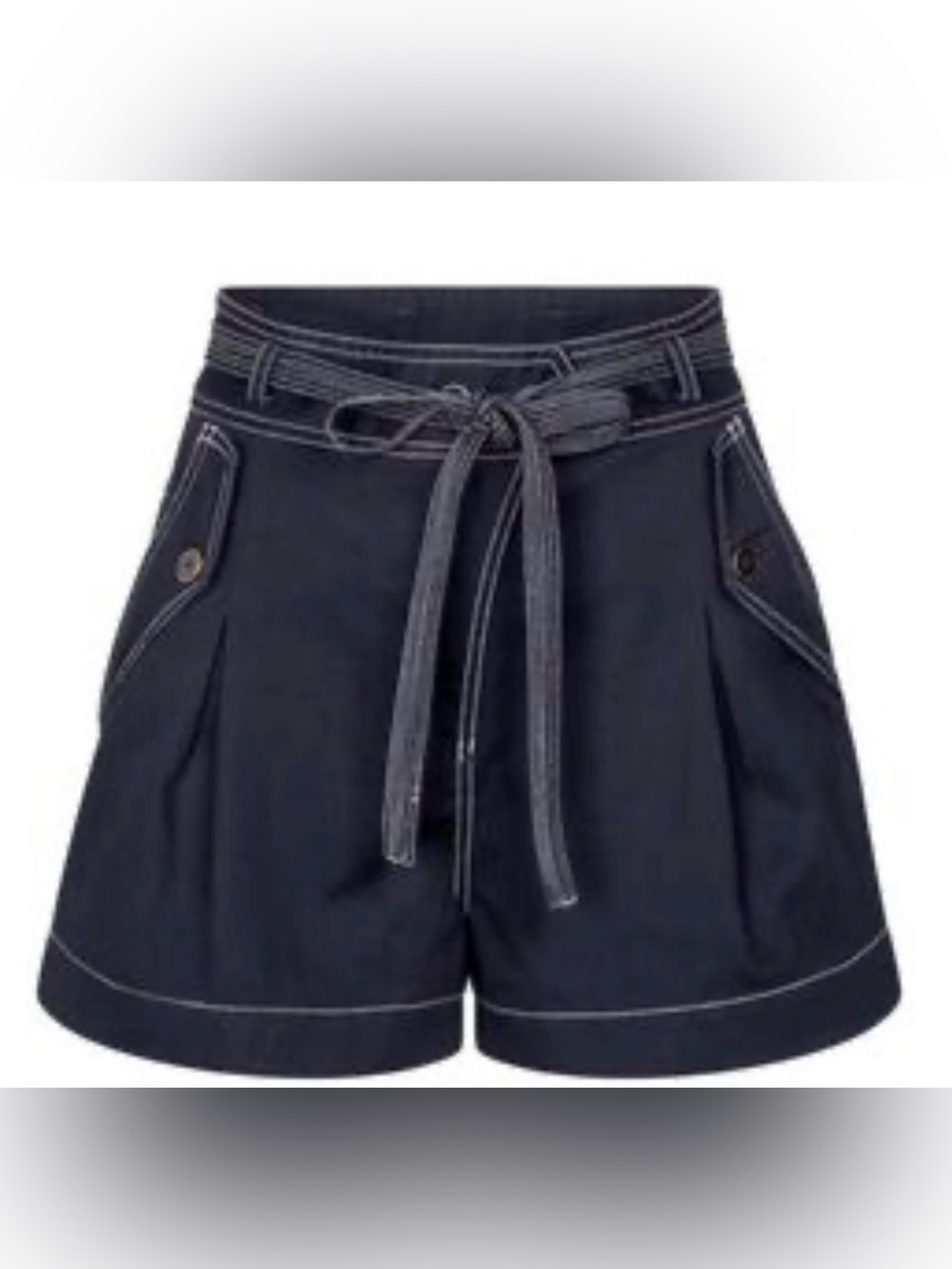 Ulla Johnson Navy High-Waist Tie Shorts